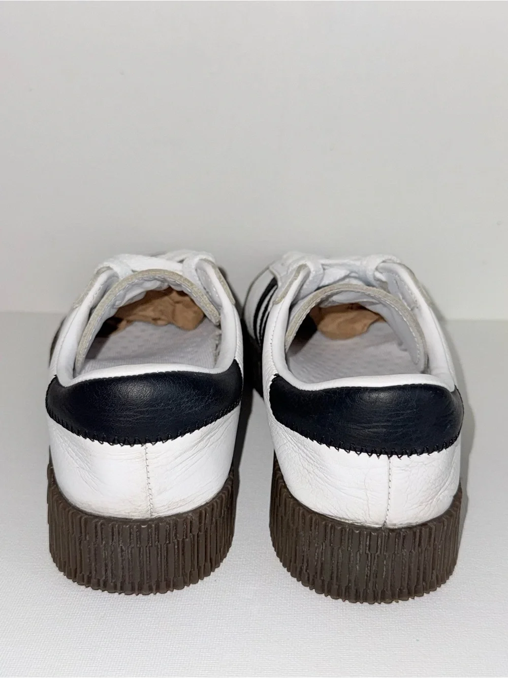 ADIDAS SAMBAROSE /White, Black & Brown Low-Profile Sneakers